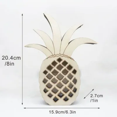Wooden Pineapple Coin Bank – Tropical Fruit-Shaped Money Box with Transparent Panel - 7