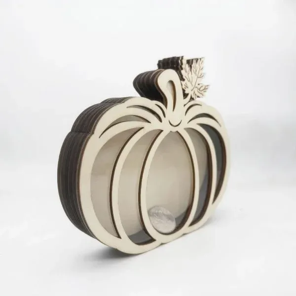 Wooden Pumpkin Coin Bank – Fall-Themed Transparent Money Box - Image 3