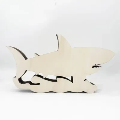 Wooden Shark Coin Bank – White Shark Shaped Money Box for Kids - 6