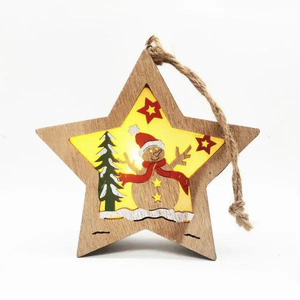 Wooden Star Christmas Ornament – Angel & Reindeer Scene Hanging Decoration - Image 6