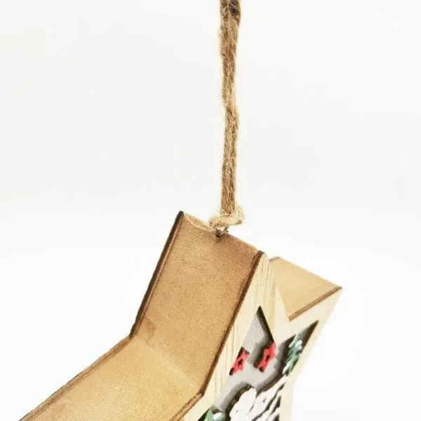 Wooden Star Christmas Ornament – Angel & Reindeer Scene Hanging Decoration - Image 8
