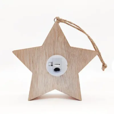 Wooden Star Christmas Ornament – Angel & Reindeer Scene Hanging Decoration - 9