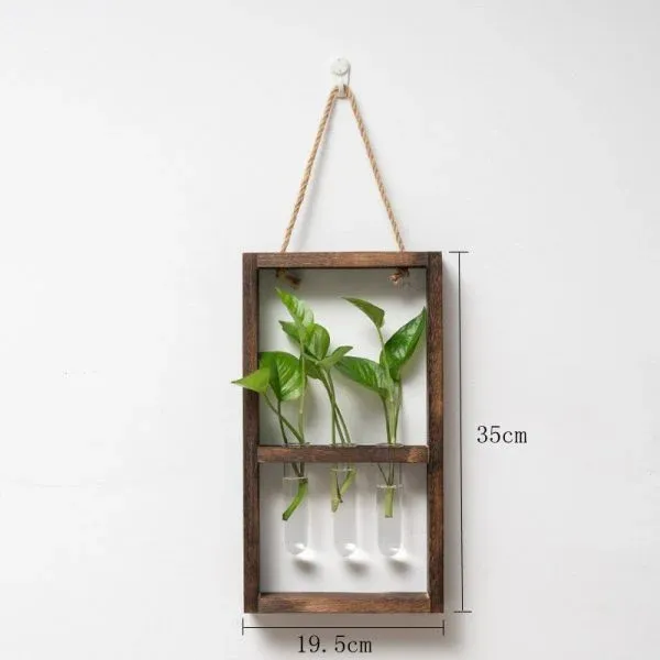 Wooden Test Tube Planter Frame – Wall-Mounted Plant Display - Image 3