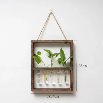 Wooden Test Tube Planter Frame – Wall-Mounted Plant Display - 4