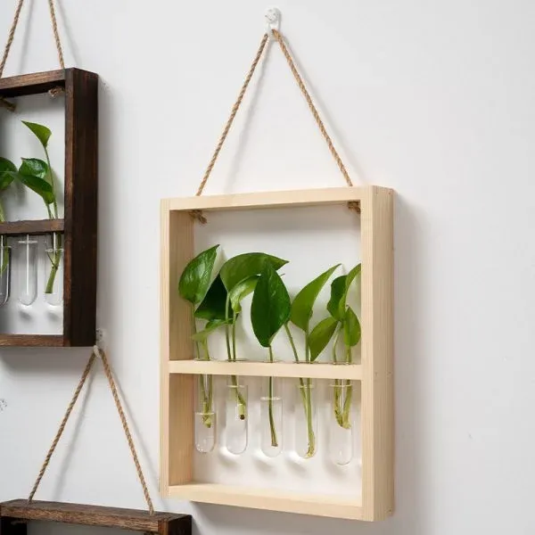 Wooden Test Tube Planter Frame – Wall-Mounted Plant Display - Image 6
