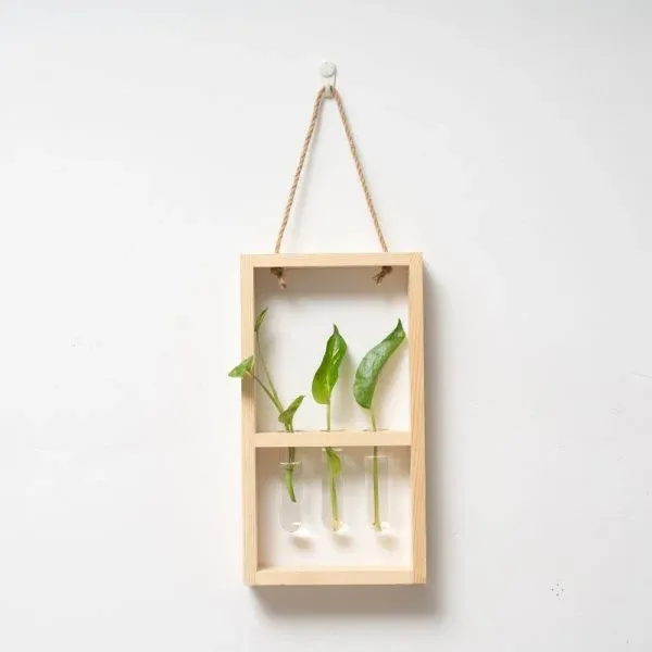 Wooden Test Tube Planter Frame – Wall-Mounted Plant Display - Image 8