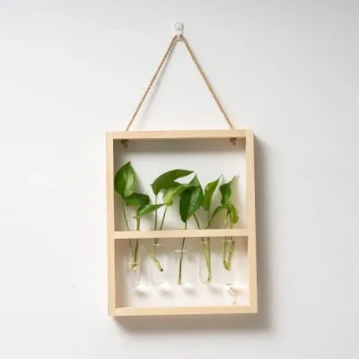 Wooden Test Tube Planter Frame – Wall-Mounted Plant Display - 9