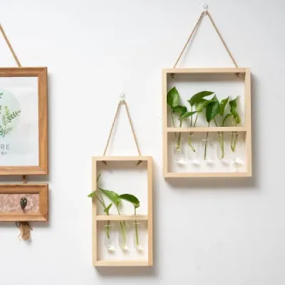 Wooden Test Tube Planter Frame – Wall-Mounted Plant Display - 10