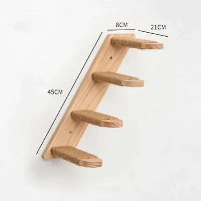 Cat Wall Shelves Set with Curved Hammock & Sisal Scratch Post - 5