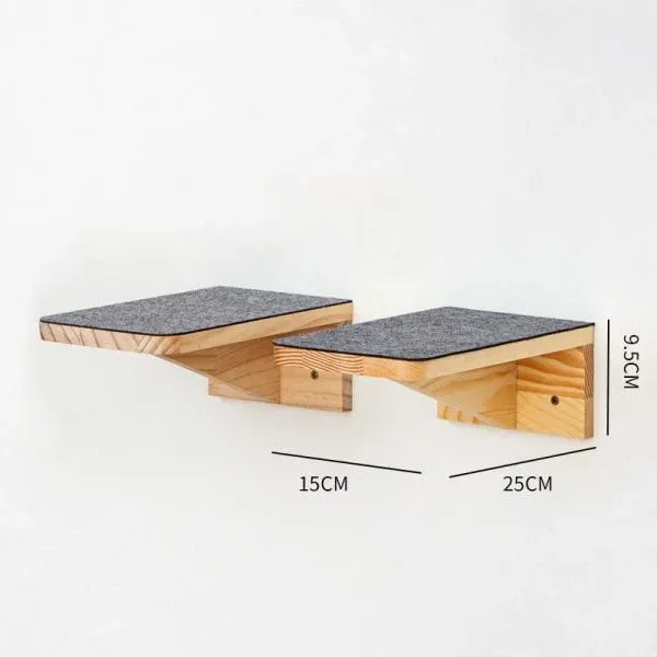 Cat Wall Shelves Set with Curved Hammock & Sisal Scratch Post - Image 3