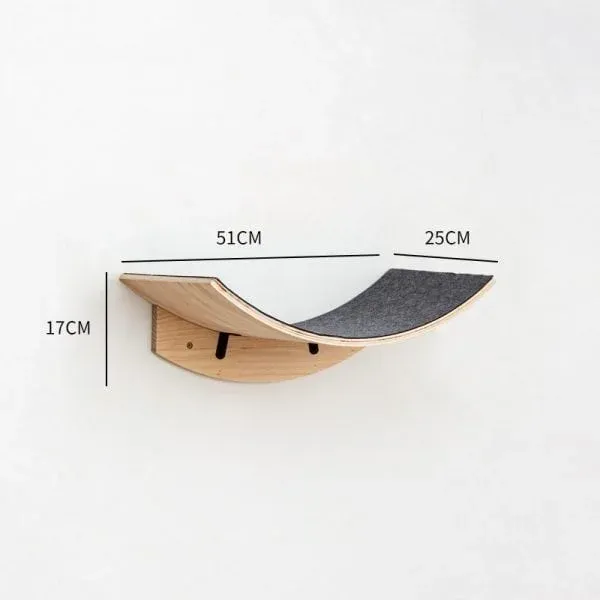 Cat Wall Shelves Set with Curved Hammock & Sisal Scratch Post - Image 2