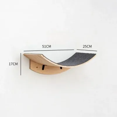 Cat Wall Shelves Set with Curved Hammock & Sisal Scratch Post - 2