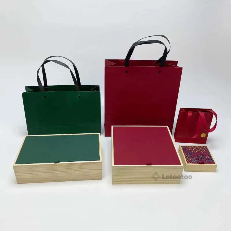 Custom Wooden Gift Boxes with Paper-Covered Lids and Dividers - Image 1