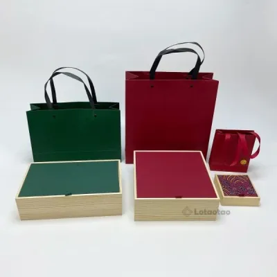 Custom Wooden Gift Boxes with Paper-Covered Lids and Dividers - 2