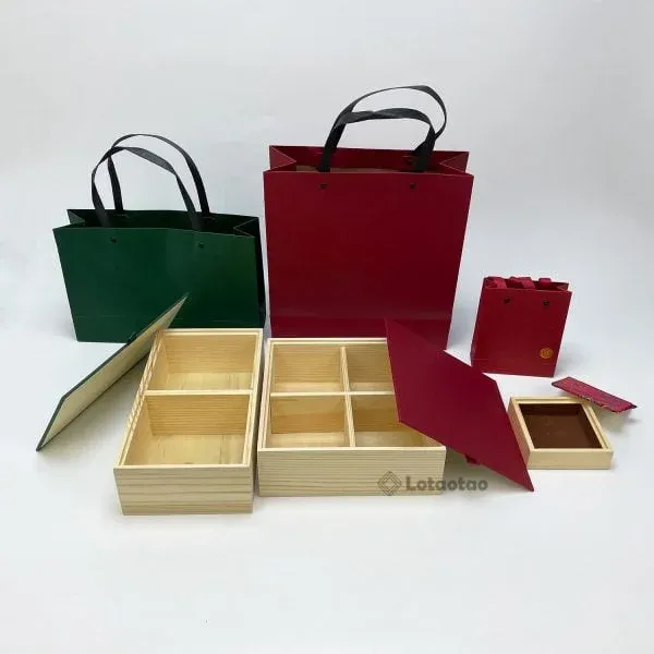 Custom Wooden Gift Boxes with Paper-Covered Lids and Dividers - Image 3