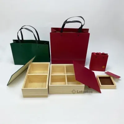 Custom Wooden Gift Boxes with Paper-Covered Lids and Dividers - 3