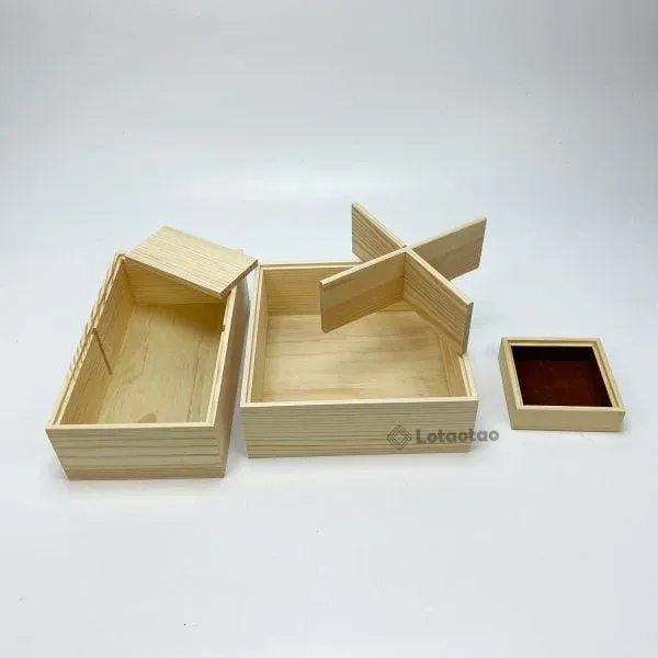 Custom Wooden Gift Boxes with Paper-Covered Lids and Dividers - Image 4