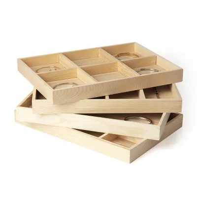 Wooden Jewelry Display Trays with Compartments – Customizable Solid Wood Organizers