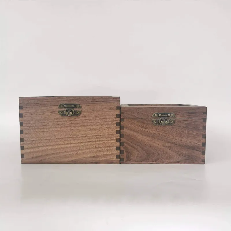 Walnut Wooden Boxes with Glass Lid and Antique Latch - Image 2