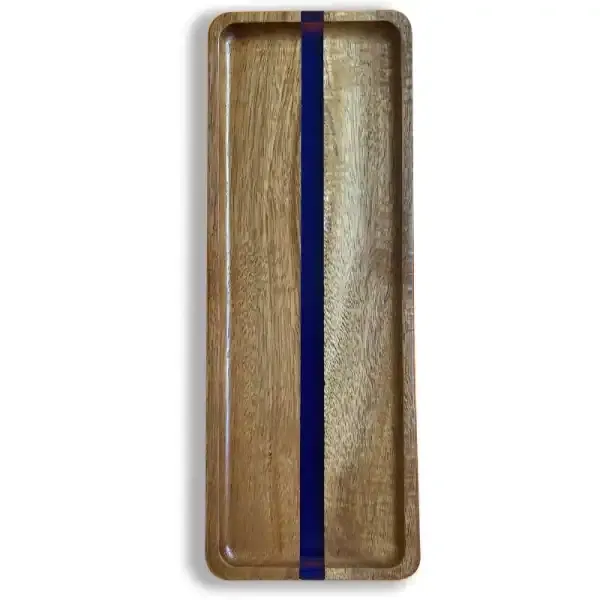 Acacia Wood Tray with Resin – Rectangular European Style Tea Tray - Image 2