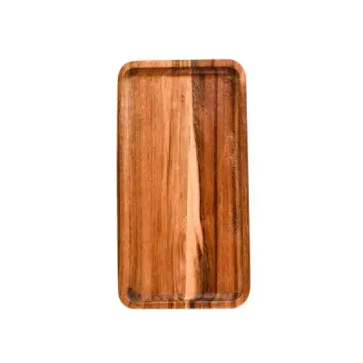 Acacia Wood Tray with Resin – Rectangular European Style Tea Tray - 3
