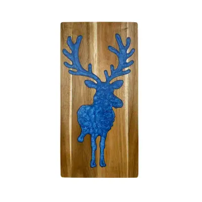 Moose Resin Cutting Board – Christmas Acacia Wood Cheese Board for Western Cuisine, Steak and Fruit - 3