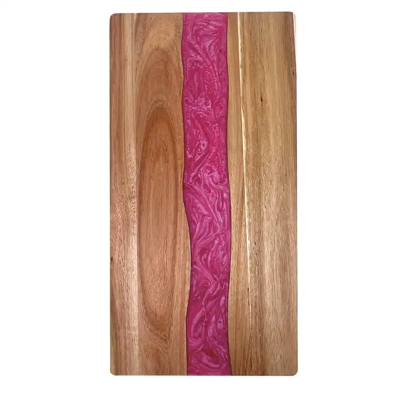 Resin Cutting Board – Custom Epoxy Resin Art on Acacia Wood with Maple Leaf Pattern for Charcuterie and Fruit - Image 3