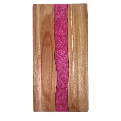 Resin Cutting Board – Custom Epoxy Resin Art on Acacia Wood with Maple Leaf Pattern for Charcuterie and Fruit - 3