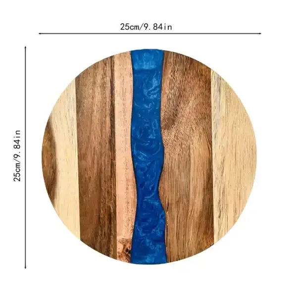 Resin-Infused Acacia Round Cutting Board for Home Kitchen – Fruit, Steak, and Cheese Board, In Stock Wholesale - Image 2