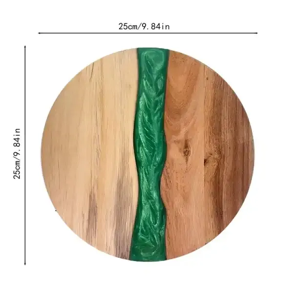 Resin-Infused Acacia Round Cutting Board for Home Kitchen – Fruit, Steak, and Cheese Board, In Stock Wholesale - Image 3