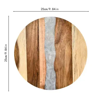 Resin-Infused Acacia Round Cutting Board for Home Kitchen – Fruit, Steak, and Cheese Board, In Stock Wholesale - 5