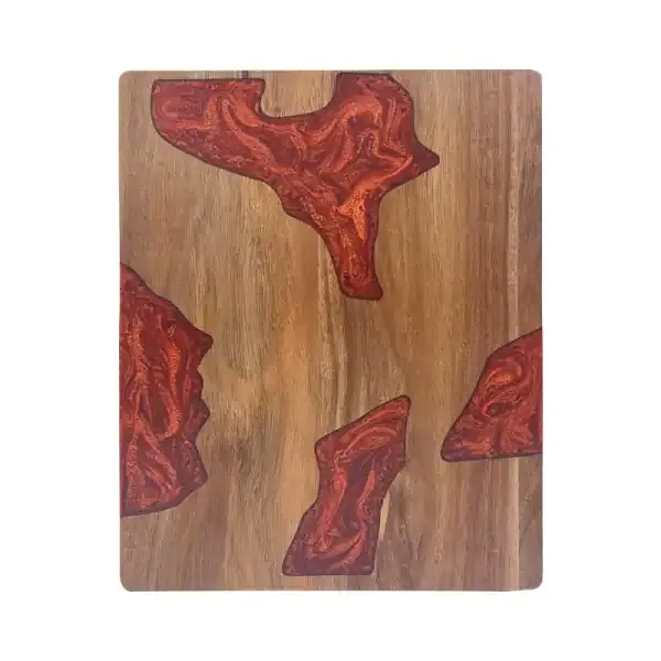 Resin Cutting Board with Inlaid Acacia Wood – Solid Wood Steak Board 32×24.5×1.5 cm, In Stock - Image 2