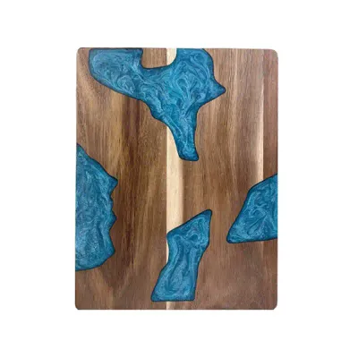 Resin Cutting Board – Custom Epoxy Resin Art on Acacia Wood with Maple Leaf Pattern for Charcuterie and Fruit - 4