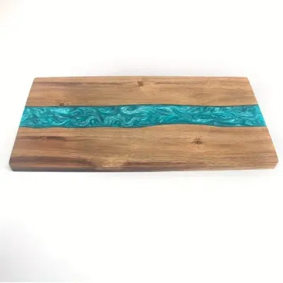 Solid Resin Cutting Board with Acacia Wood Edge – Home Kitchen Steak, Cheese & Bread Board - 2