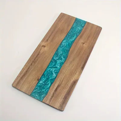 Resin Cutting Board – Custom Epoxy Resin Art on Acacia Wood with Maple Leaf Pattern for Charcuterie and Fruit - 6