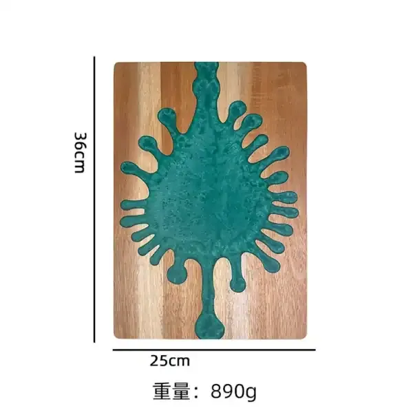 Solid Wood Resin Cutting Board – Water Drop Shape Resin Board on Acacia Wood for Steak, Cheese & Bread - Image 2
