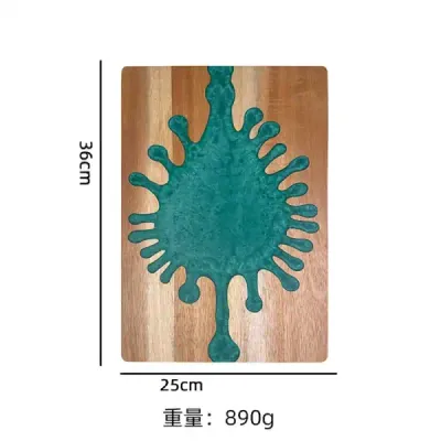Solid Wood Resin Cutting Board – Water Drop Shape Resin Board on Acacia Wood for Steak, Cheese & Bread - 2