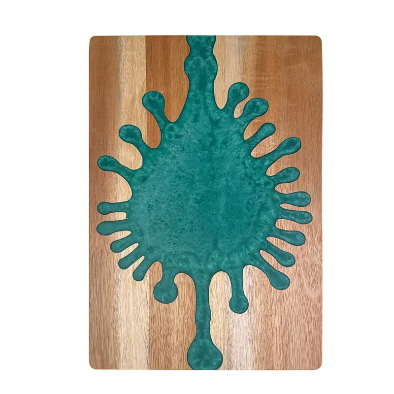 Resin Cutting Board – Custom Epoxy Resin Art on Acacia Wood with Maple Leaf Pattern for Charcuterie and Fruit - Image 7
