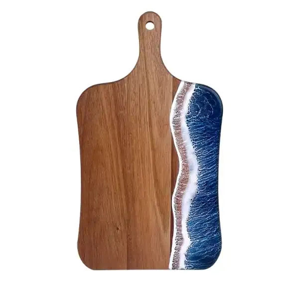 Wave Resin Cheese Board – Spliced Acacia Wood Cutting Board for Cheese, Steak, and Fruit Serving - Image 2