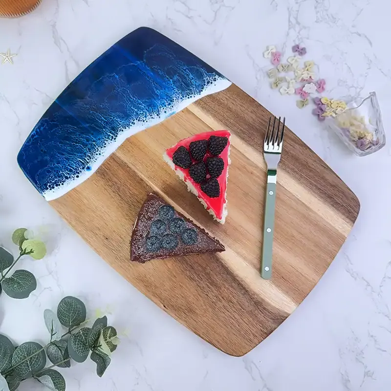 LOVE Letter Resin Cutting Board – Epoxy Inlaid Acacia Wood Cheese Board for Fruit and Western Cuisine - Image 7