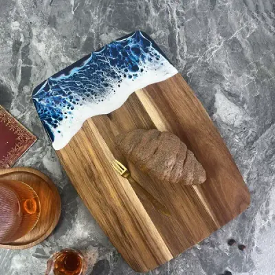 Wave Resin Spliced Cutting Board with Acacia Wood - 2