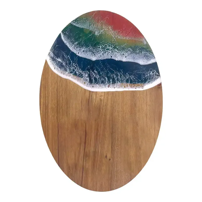 Wave Resin Cutting Board with Acacia Wood Cheese Board and Wooden Steak & Fruit Board - Image 1