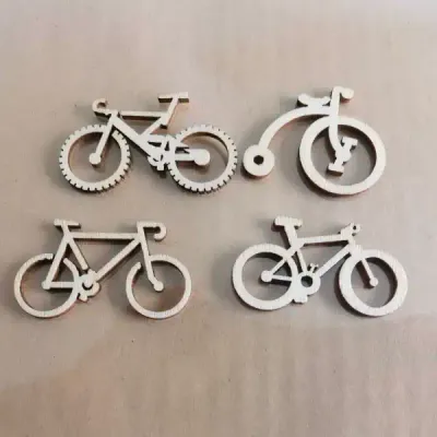 Wooden Bicycle Photo Prop Set – Natural Wooden Cartoon Bikes for Kids DIY Decor - 2