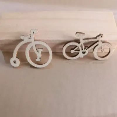 Wooden Bicycle Photo Prop Set – Natural Wooden Cartoon Bikes for Kids DIY Decor - 3