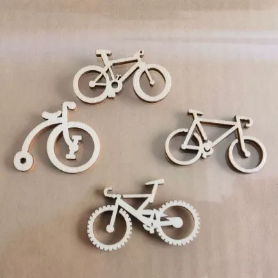 Wooden Bicycle Photo Prop Set – Natural Wooden Cartoon Bikes for Kids DIY Decor