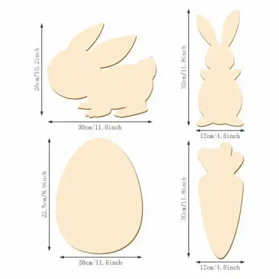 Wooden Easter Egg Painting Kit with Bunny Cutouts – DIY Craft Set for Kids - 2
