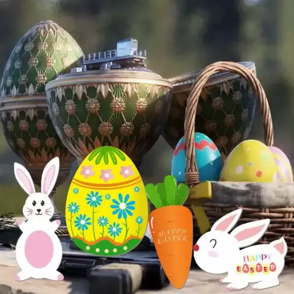 Wooden Easter Egg Painting Kit with Bunny Cutouts – DIY Craft Set for Kids - Image 3