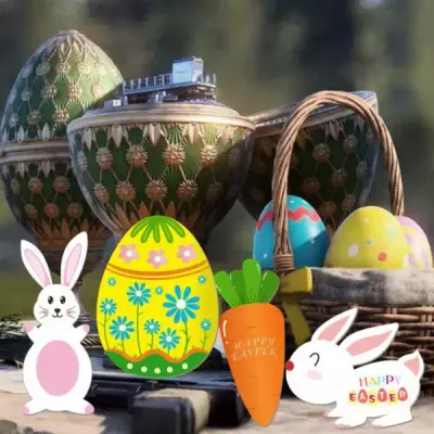 Wooden Easter Egg Painting Kit with Bunny Cutouts – DIY Craft Set for Kids - 3