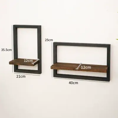 In-Stock Wooden Wall Shelf – Wall-Mounted Square Frame Plant Holder for Living Room, Rustic Wood Wall Shelf Decor - 6