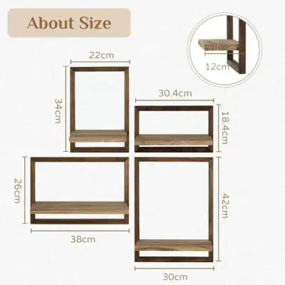 In-Stock Wooden Wall Shelf – Wall-Mounted Square Frame Plant Holder for Living Room, Rustic Wood Wall Shelf Decor - 7